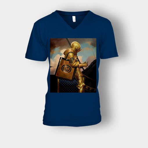 Gucci-Painting-Warrior-Inspired-Unisex-V-Neck-T-Shirt-Navy