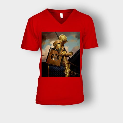 Gucci-Painting-Warrior-Inspired-Unisex-V-Neck-T-Shirt-Red