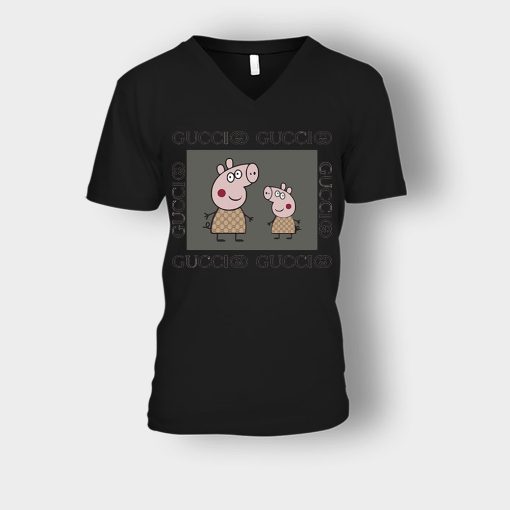 Gucci-Pig-Peppa-Pig-Unisex-V-Neck-T-Shirt-Black