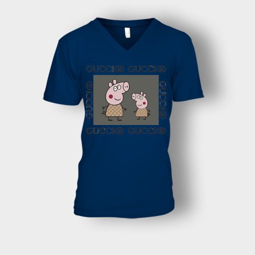 Gucci-Pig-Peppa-Pig-Unisex-V-Neck-T-Shirt-Navy