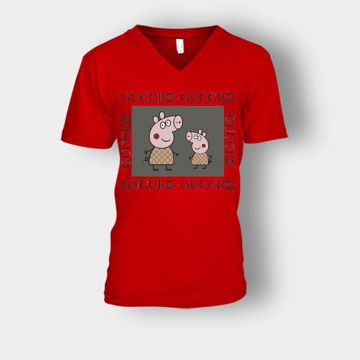 Gucci-Pig-Peppa-Pig-Unisex-V-Neck-T-Shirt-Red