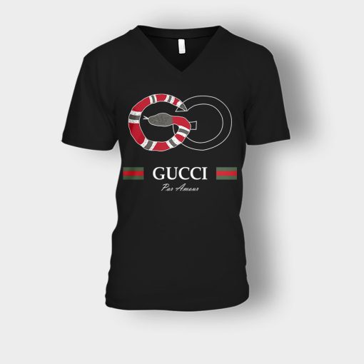 Gucci-Snake-Classical-Unisex-V-Neck-T-Shirt-Black