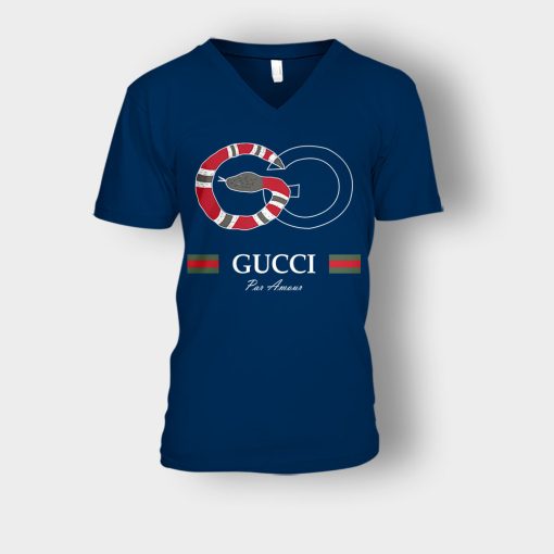 Gucci-Snake-Classical-Unisex-V-Neck-T-Shirt-Navy