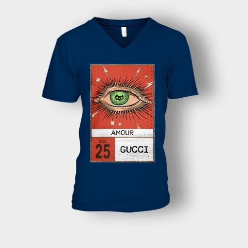 Gucci-Vintage-25-Birthday-Unisex-V-Neck-T-Shirt-Navy