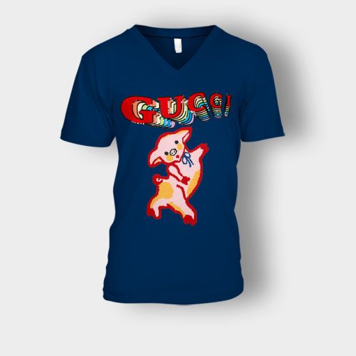 Gucci-With-Piglet-Inspired-Unisex-V-Neck-T-Shirt-Navy