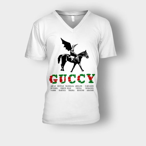 Gucci-With-Winged-Jockey-Inspired-Unisex-V-Neck-T-Shirt-White