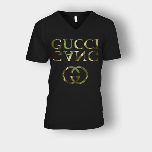 Hip-Hop-Fashion-Camo-Gucci-Gang-Lil-Pump-Unisex-V-Neck-T-Shirt-Black