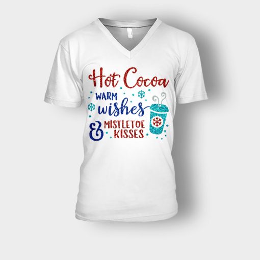 Hot-Cocoa-Warm-Wishes-and-Mistletoe-Kisses-Disney-Inspired-Unisex-V-Neck-T-Shirt-White