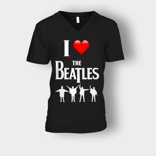 I-love-the-Beatles-Unisex-V-Neck-T-Shirt-Black