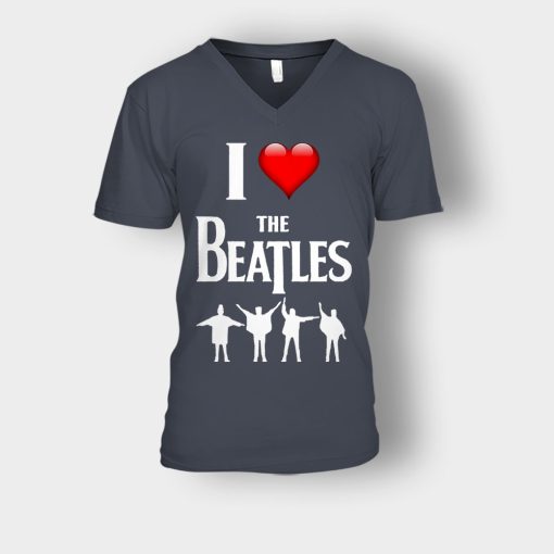 I-love-the-Beatles-Unisex-V-Neck-T-Shirt-Dark-Heather