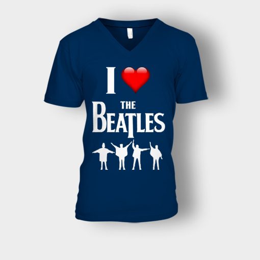 I-love-the-Beatles-Unisex-V-Neck-T-Shirt-Navy