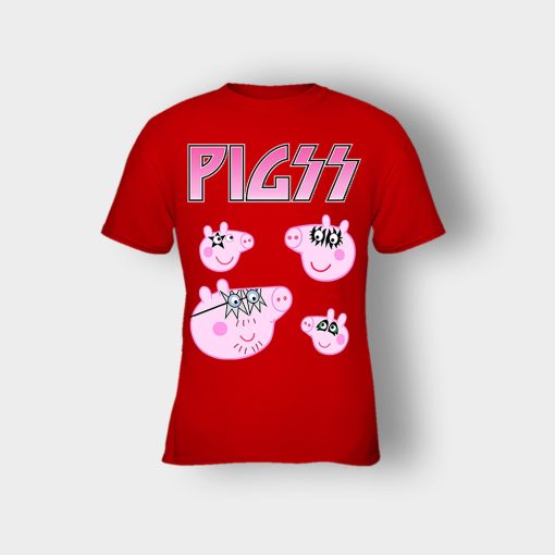 KIZZ-Heavy-Metal-Peppa-Pig-Kids-T-Shirt-Red
