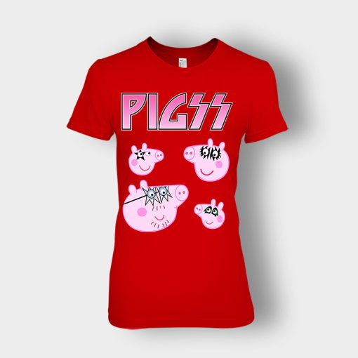 KIZZ-Heavy-Metal-Peppa-Pig-Ladies-T-Shirt-Red