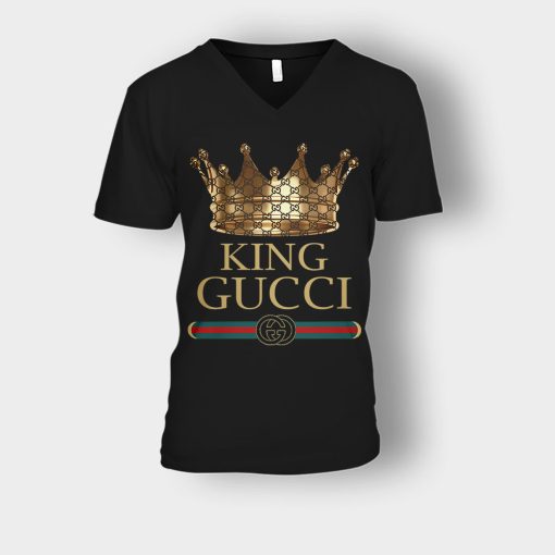 King-Gucci-Inspired-Unisex-V-Neck-T-Shirt-Black