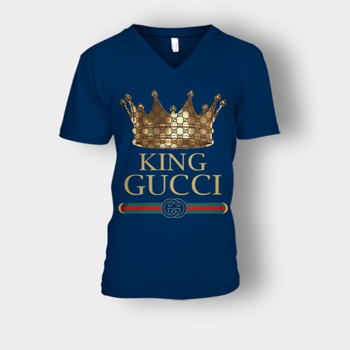 King-Gucci-Inspired-Unisex-V-Neck-T-Shirt-Navy