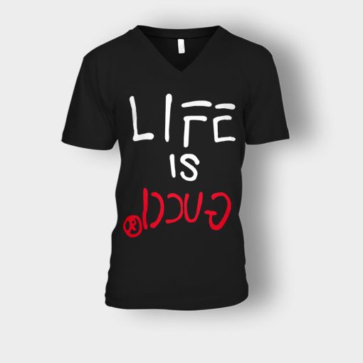 Life-Is-Gucci-Inspired-Unisex-V-Neck-T-Shirt-Black