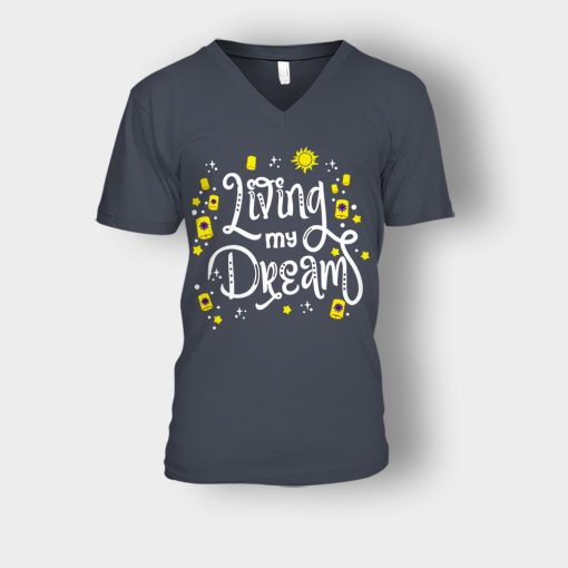 Living-My-Dream-Disney-Tangled-Unisex-V-Neck-T-Shirt-Dark-Heather