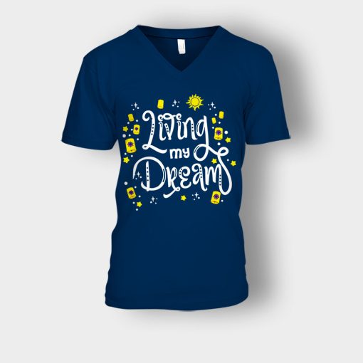 Living-My-Dream-Disney-Tangled-Unisex-V-Neck-T-Shirt-Navy