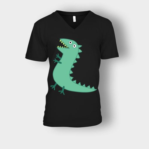 Mr-Dinosaur-Peppa-Pig-Unisex-V-Neck-T-Shirt-Black