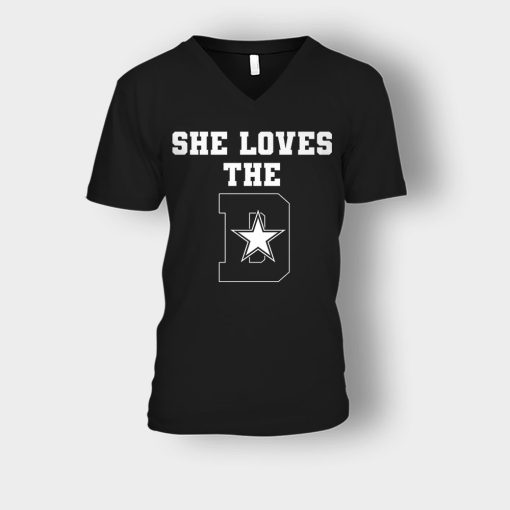 NEW-Dallas-Cowboys-She-Loves-The-D-Unisex-V-Neck-T-Shirt-Black