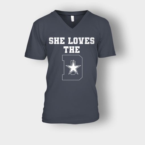 NEW-Dallas-Cowboys-She-Loves-The-D-Unisex-V-Neck-T-Shirt-Dark-Heather