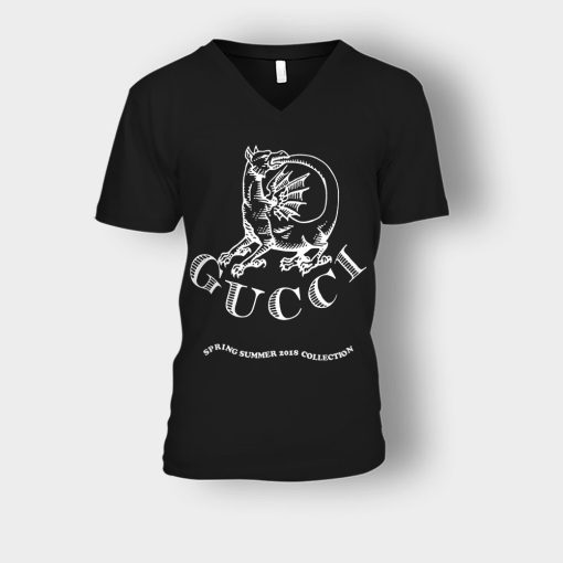 NWT-Gucci-Dragon-Invite-Unisex-V-Neck-T-Shirt-Black
