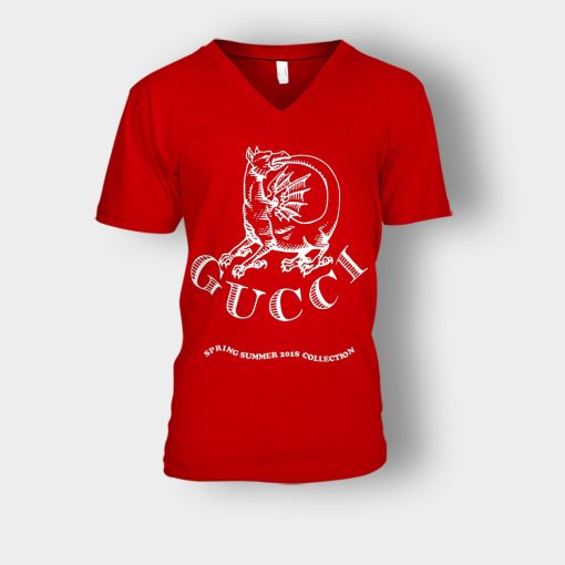 NWT-Gucci-Dragon-Invite-Unisex-V-Neck-T-Shirt-Red