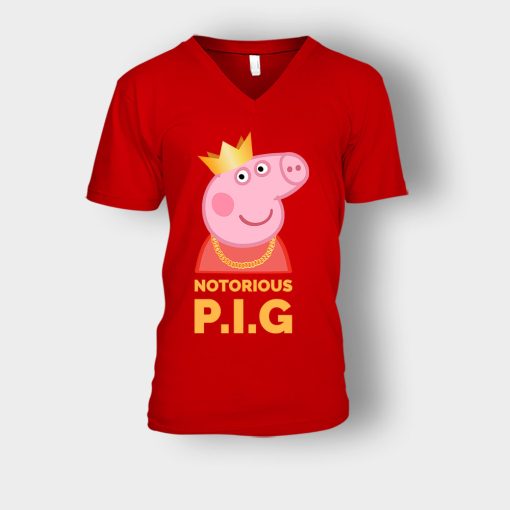 Notorious-Peppa-Pig-Unisex-V-Neck-T-Shirt-Red