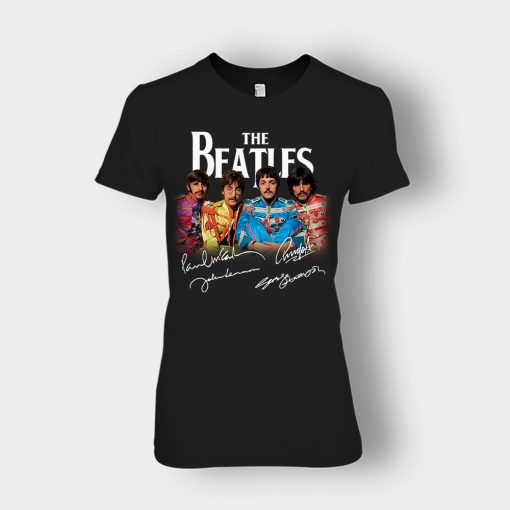OFFICIAL-The-Beatles-Signatures-Anniversary-Ladies-T-Shirt-Black