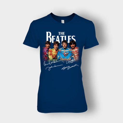OFFICIAL-The-Beatles-Signatures-Anniversary-Ladies-T-Shirt-Navy