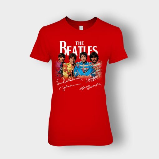 OFFICIAL-The-Beatles-Signatures-Anniversary-Ladies-T-Shirt-Red