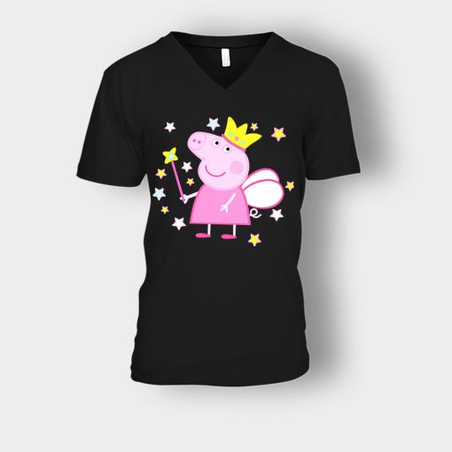 Peppa-Fairy-Pig-Unisex-V-Neck-T-Shirt-Black