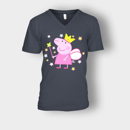 Peppa-Fairy-Pig-Unisex-V-Neck-T-Shirt-Dark-Heather