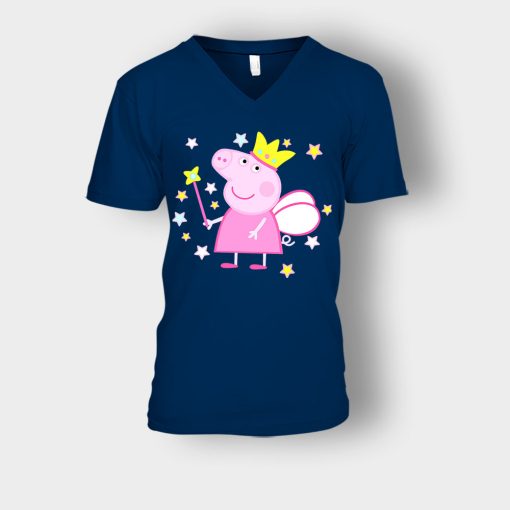 Peppa-Fairy-Pig-Unisex-V-Neck-T-Shirt-Navy