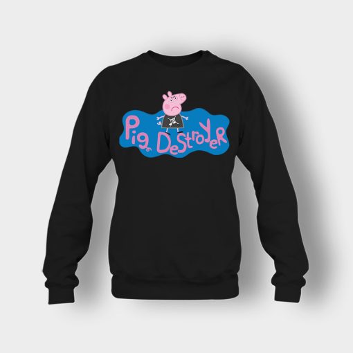 Peppa-Pig-Destroyer-Grindcore-Parody-Crewneck-Sweatshirt-Black