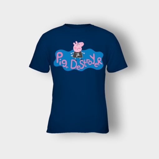 Peppa-Pig-Destroyer-Grindcore-Parody-Kids-T-Shirt-Navy