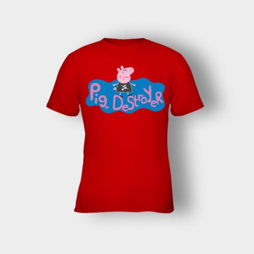 Peppa-Pig-Destroyer-Grindcore-Parody-Kids-T-Shirt-Red