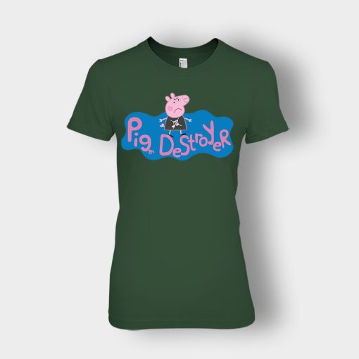 Peppa-Pig-Destroyer-Grindcore-Parody-Ladies-T-Shirt-Forest