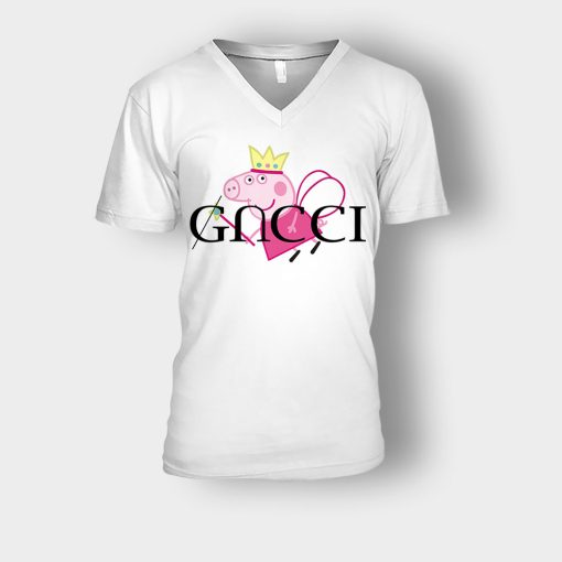 Peppa-Pig-Fairy-Gucci-Inspired-Unisex-V-Neck-T-Shirt-White