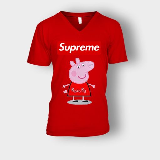 Peppa-Pig-Supreme-Unisex-V-Neck-T-Shirt-Red