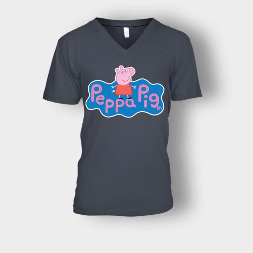 Peppa-Pig-logo-Unisex-V-Neck-T-Shirt-Dark-Heather