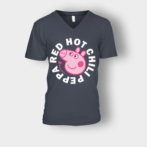 Peppa-Pig-red-hot-chili-Unisex-V-Neck-T-Shirt-Dark-Heather