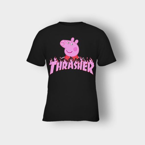 Peppa-Pig-thrasher-Kids-T-Shirt-Black