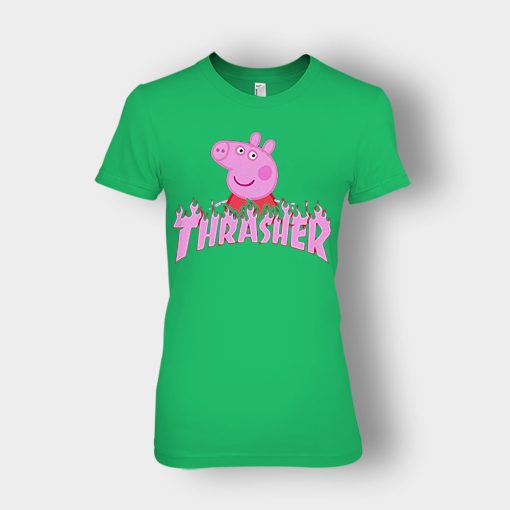 Peppa-Pig-thrasher-Ladies-T-Shirt-Irish-Green