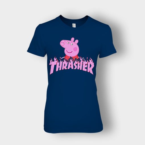 Peppa-Pig-thrasher-Ladies-T-Shirt-Navy