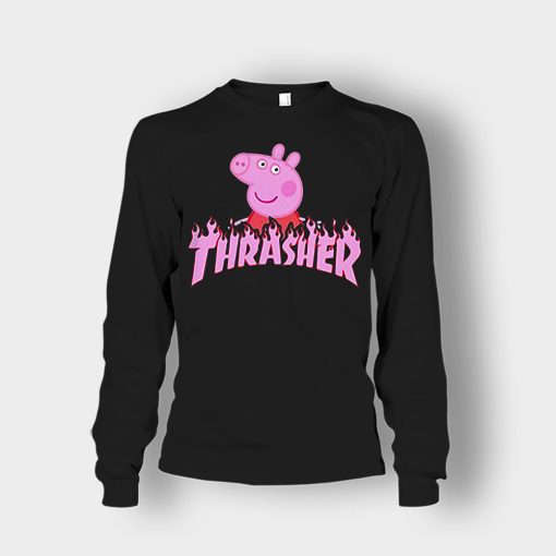 Peppa-Pig-thrasher-Unisex-Long-Sleeve-Black