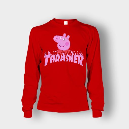 Peppa-Pig-thrasher-Unisex-Long-Sleeve-Red