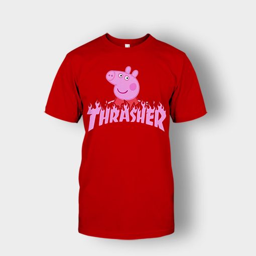 Peppa-Pig-thrasher-Unisex-T-Shirt-Red