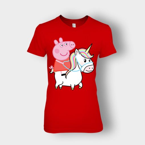 Peppa-pig-Unicorn-Ladies-T-Shirt-Red