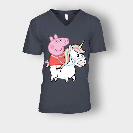 Peppa-pig-Unicorn-Unisex-V-Neck-T-Shirt-Dark-Heather